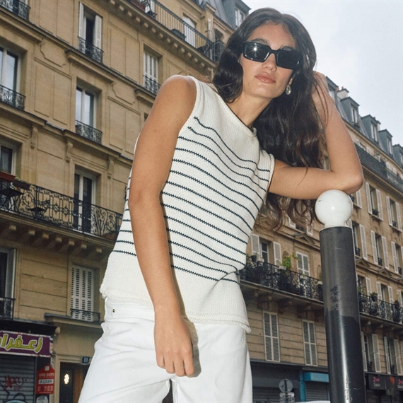Mos Mosh Aubin Stripe Knit Top, Ecru 